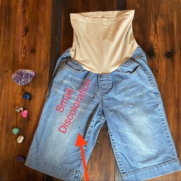 Maternity Shorts Motherhood Denim Maternity Bermuda Shorts - Picture 5 of 6